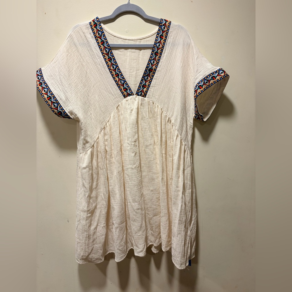 Cupshe White Mini Dress with Blue and Orange Accents - Picture 4 of 7